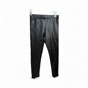 Girls Faux Leather Leggings Black Size L 10/12 Stretch Coated Pants